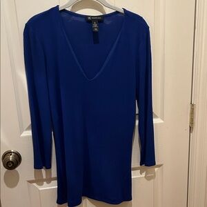 INC International Concepts Women's Deep Blue Long Sleeve Top